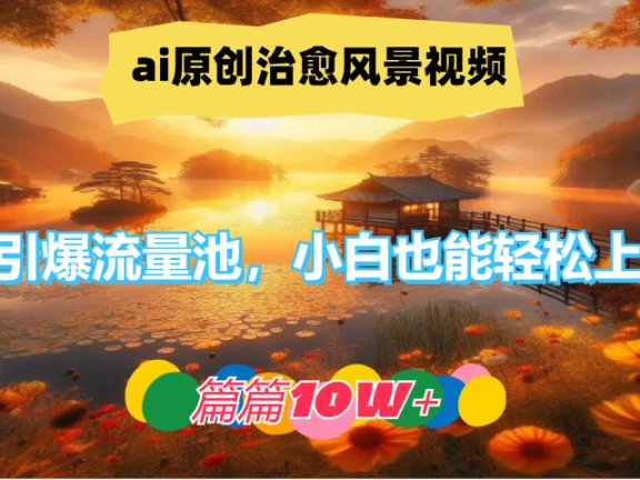 ai原创治愈风景视频,引爆流量池,小白也能轻松上手,篇篇10w+!