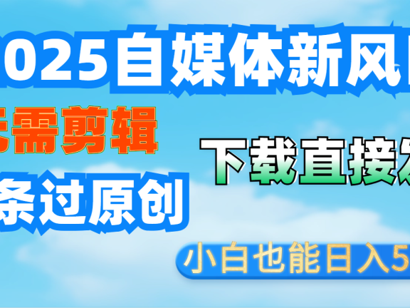 短视频王炸玩法:无需剪辑,下载直接发,条条过原创,小白也能日入500+